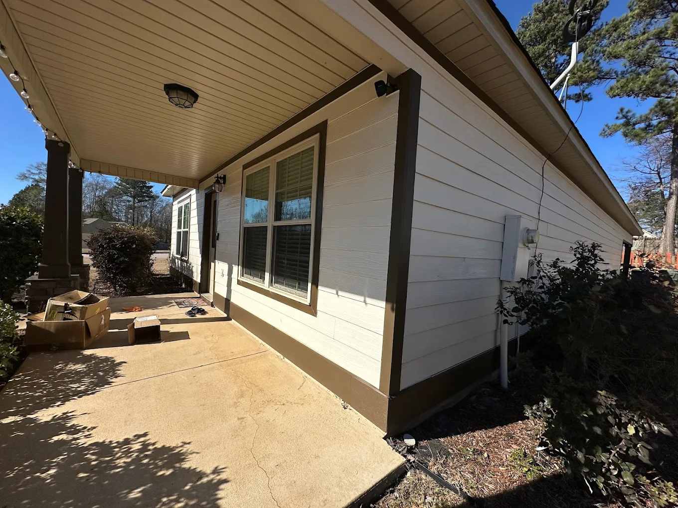 New siding and trim installation close-up