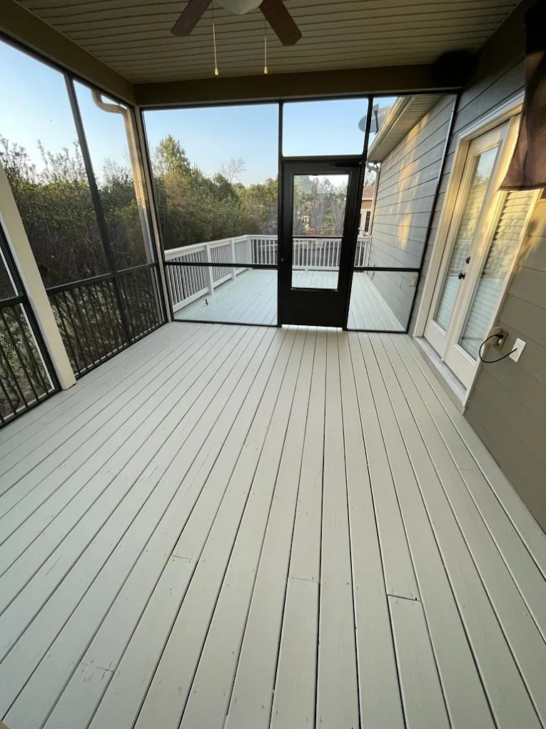 Finished screened porch and deck